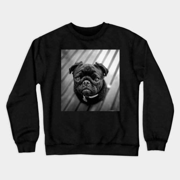 Little Black Pug Dog Crewneck Sweatshirt by silentrob668